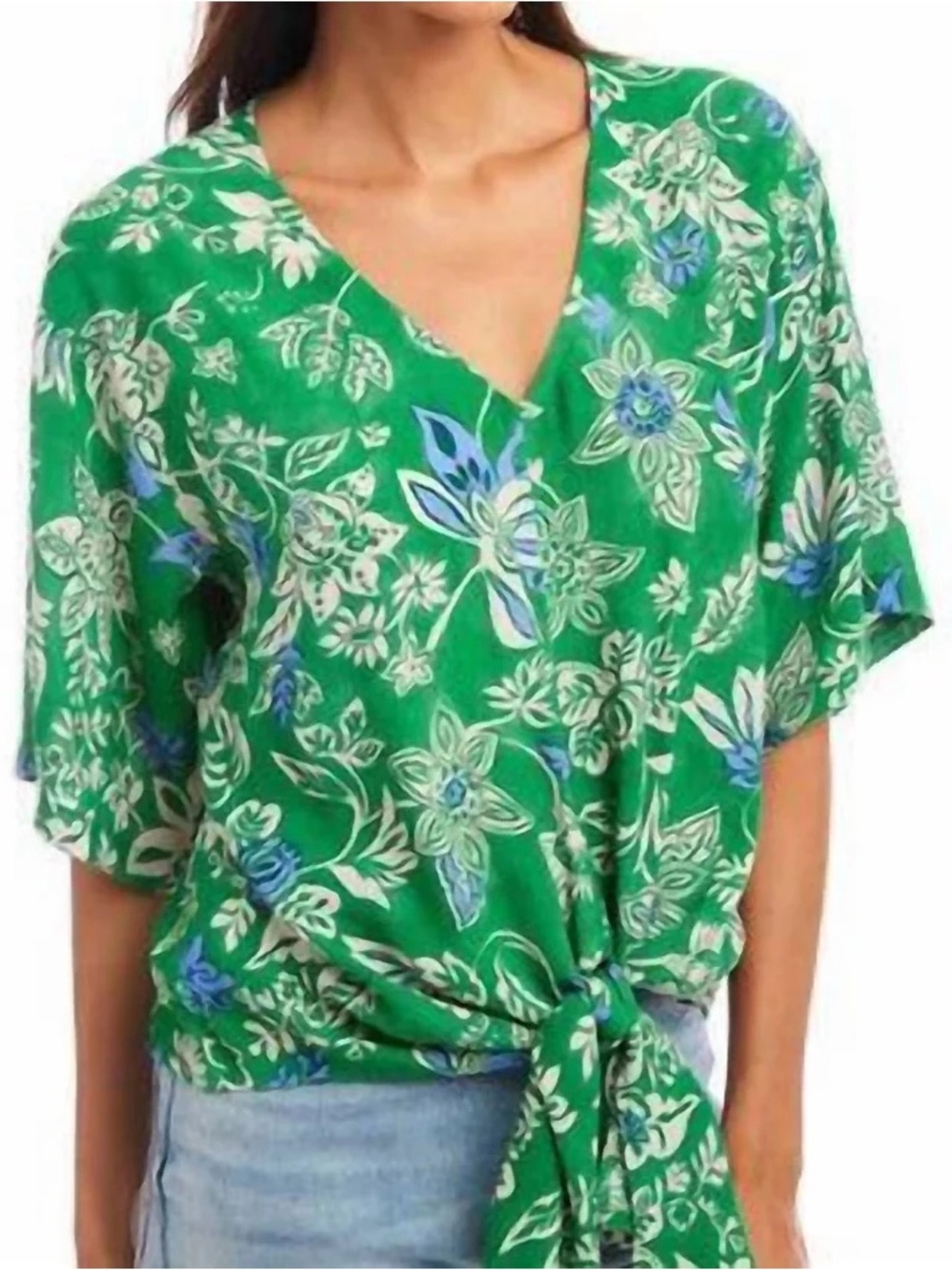 Karen Kane Floral Flutter Sleeve Tie-Front Top Size XL NWT